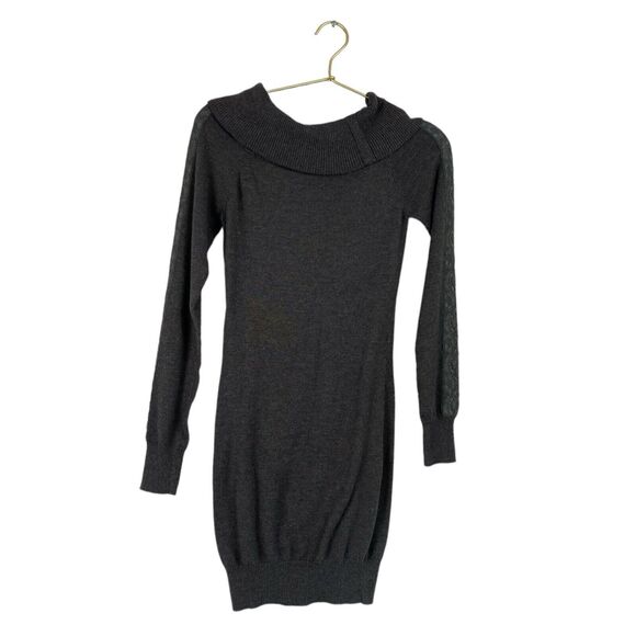 Candies Grey Long Sleeve Sweater Dress Lace Woman’s XS 607 - Picture 1 of 5